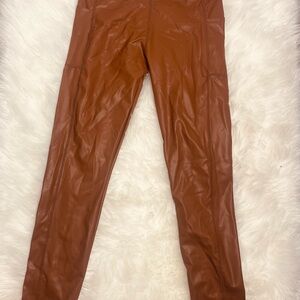 Brown Faux Leather Leggings